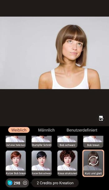PhotoDirector - Bob-Frisuren testen mit der besten KI-Foto-App